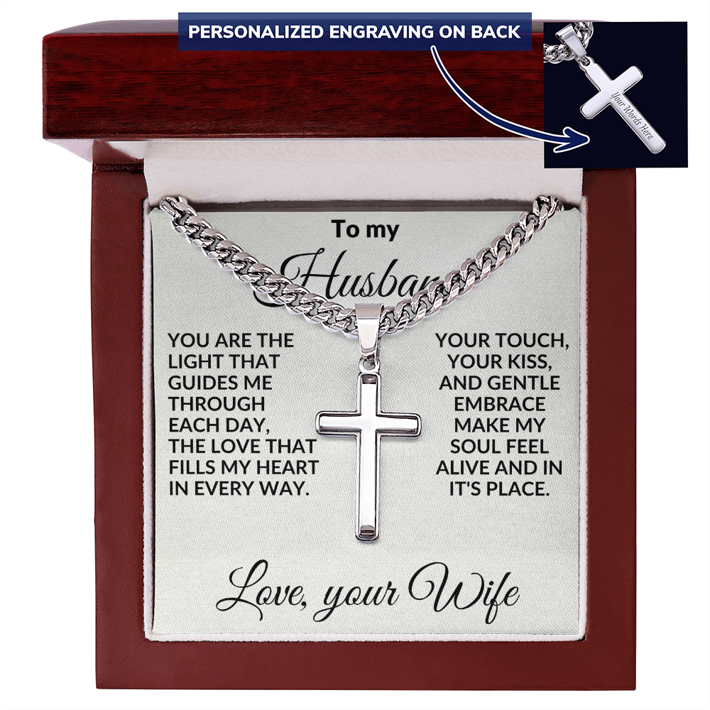 To My Husband – Personalized Cross Necklace Gift from Wife - Faith & Love Message Card