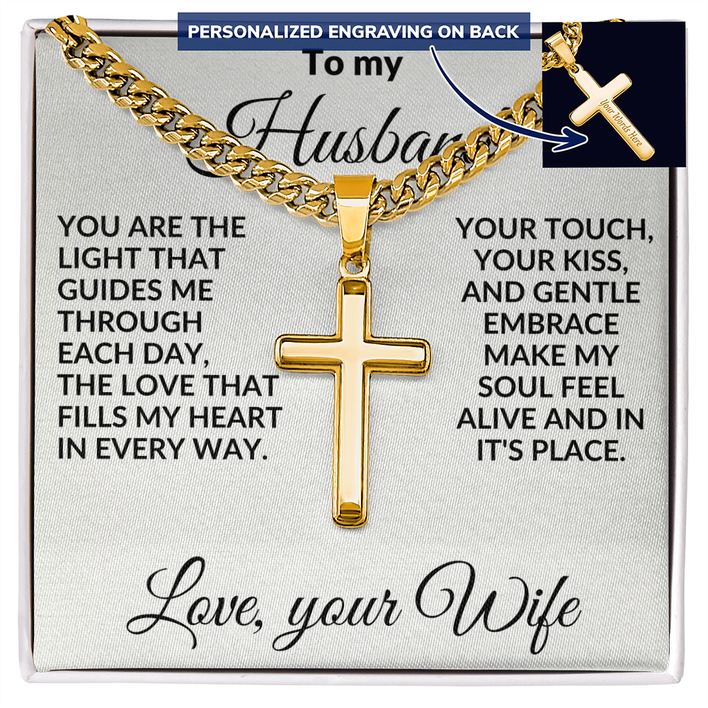 To My Husband – Personalized Cross Necklace Gift from Wife - Faith & Love Message Card
