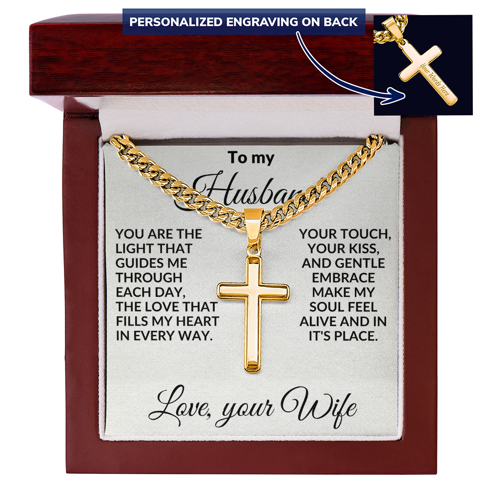 To My Husband – Personalized Cross Necklace Gift from Wife - Faith & Love Message Card