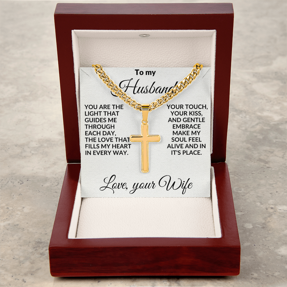 To My Husband – Personalized Cross Necklace Gift from Wife - Faith & Love Message Card