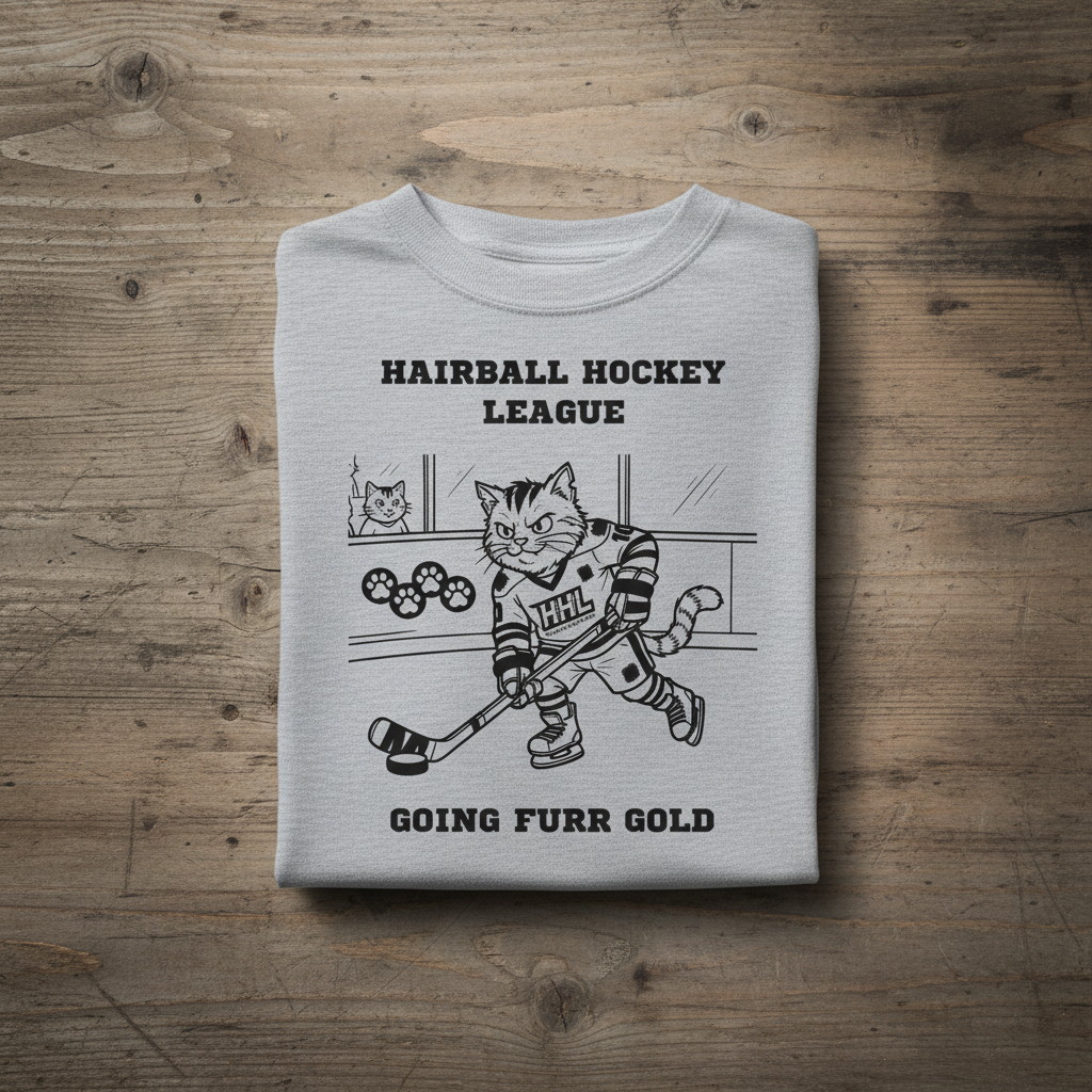 Funny Hockey Cat Tee Hairball Hockey League Shirt – Going Furr Gold - Winter Sports Cat Lover Gift