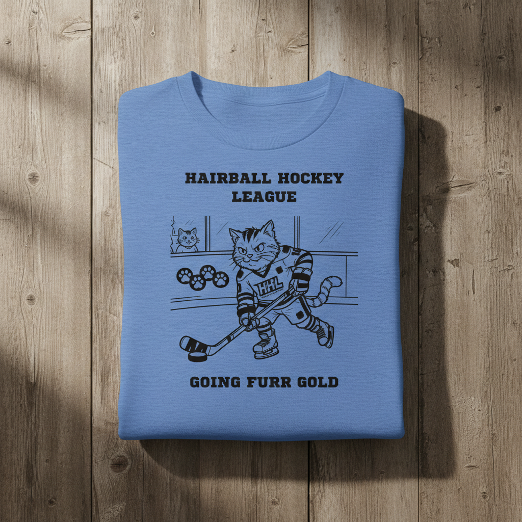 Funny Hockey Cat Tee Hairball Hockey League Shirt – Going Furr Gold - Winter Sports Cat Lover Gift