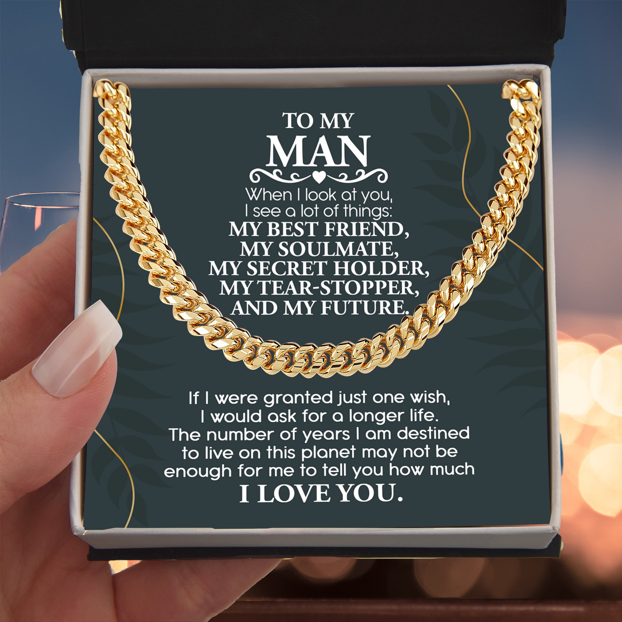 To My Man Cuban Link Necklace – Soulmate & Best Friend Love Gift for Him