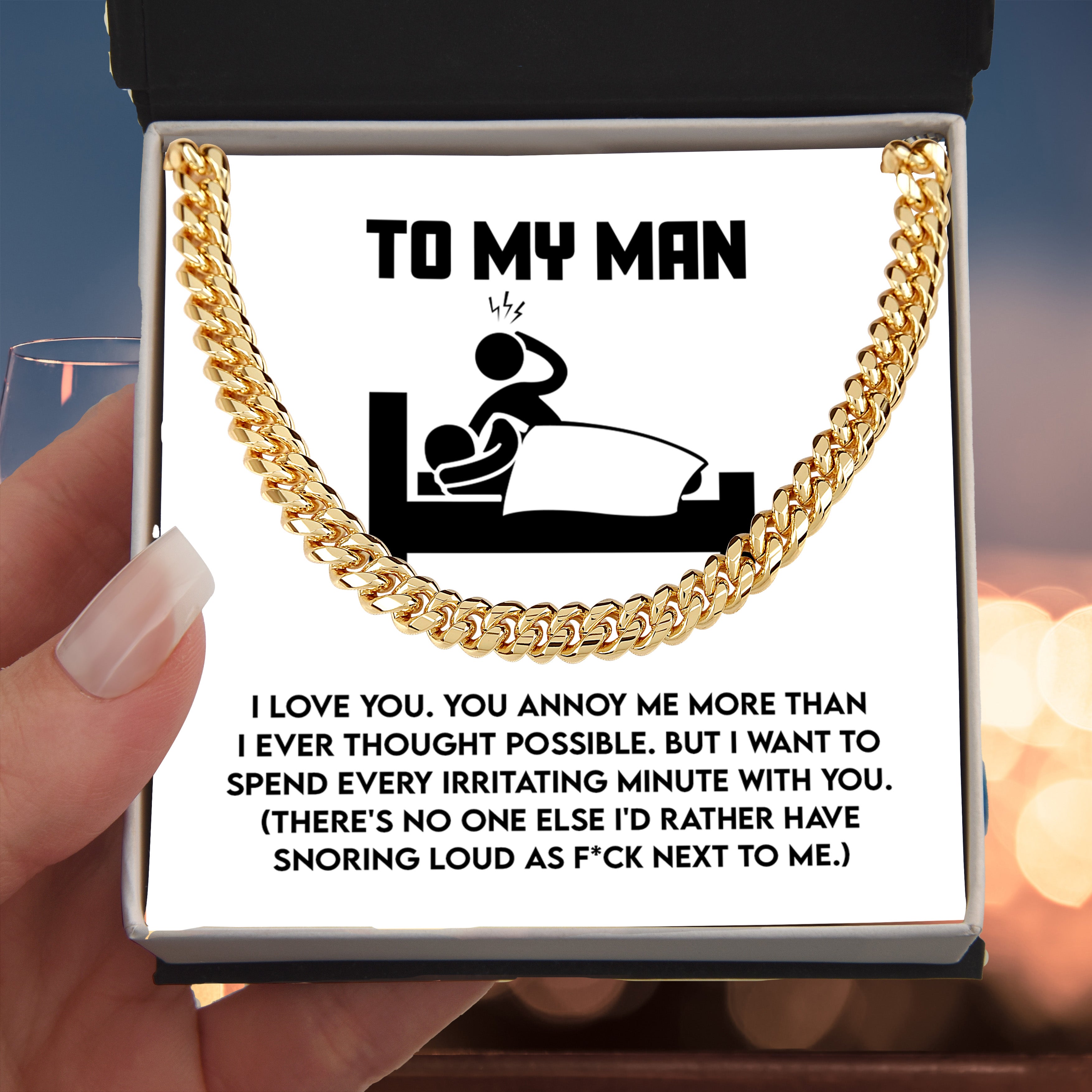Hilarious Cuban Chain Necklace Gift for Your Snoring Soulmate