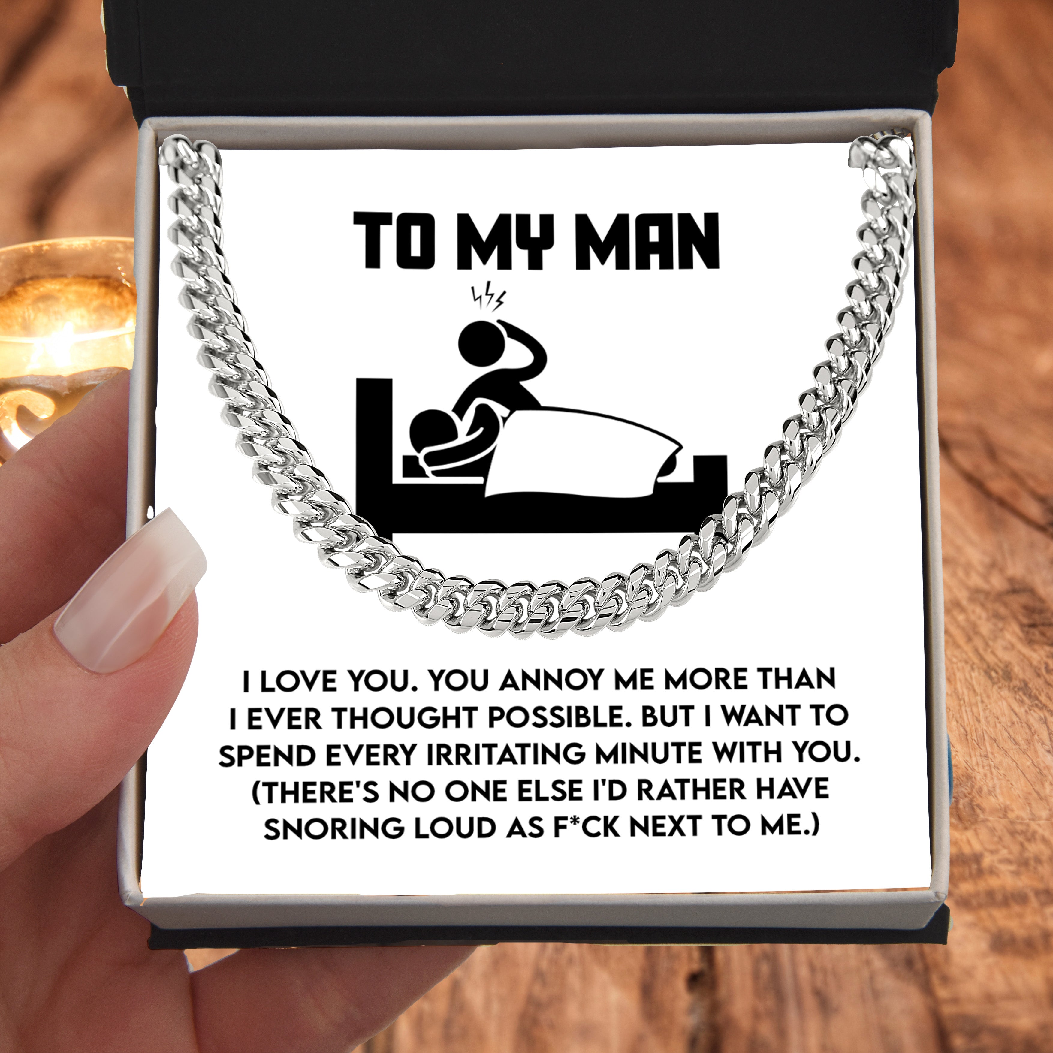 Hilarious Cuban Chain Necklace Gift for Your Snoring Soulmate