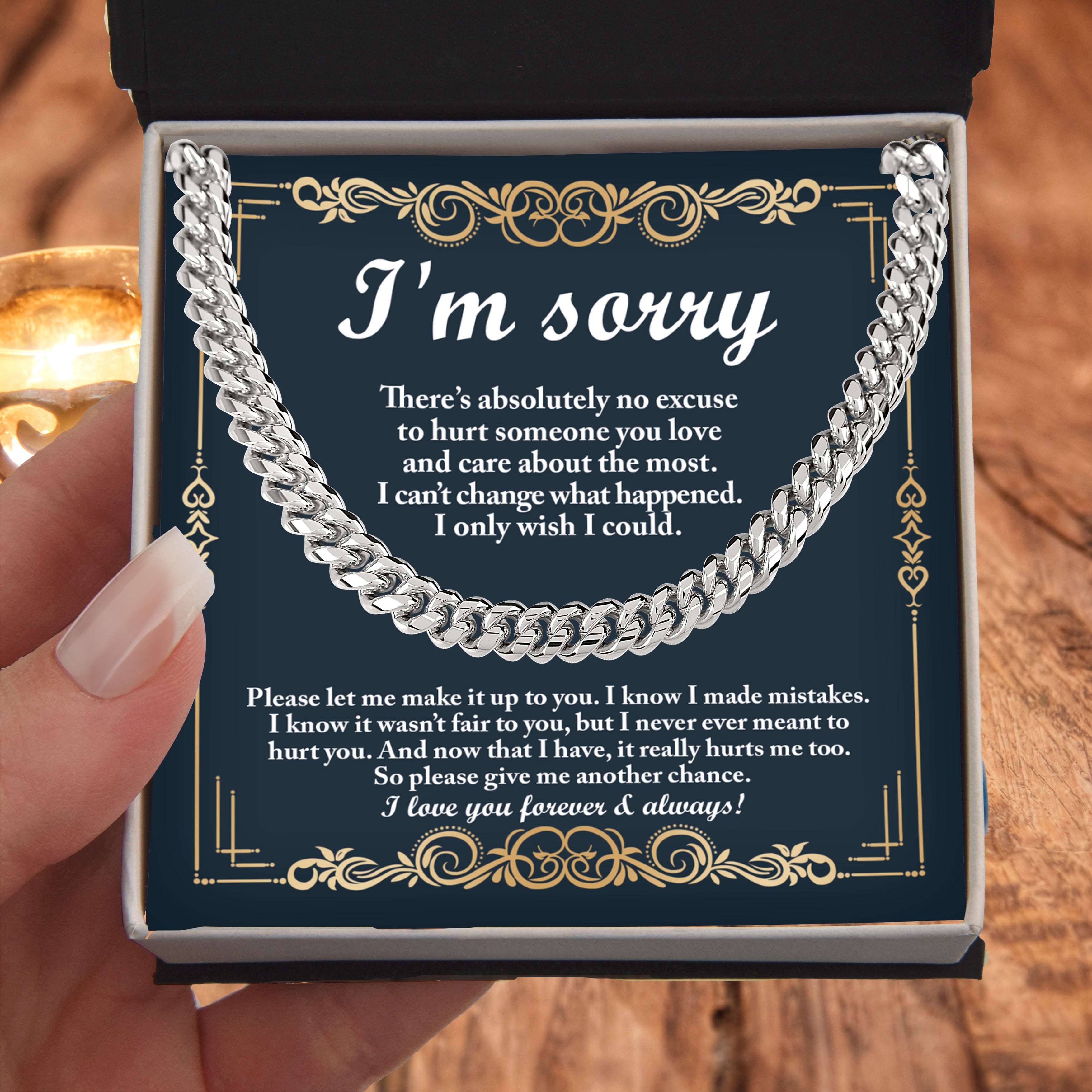 Heartfelt Apology Cuban Link Necklace – To My Love | Gold Chain Gift for Boyfriend or Husband