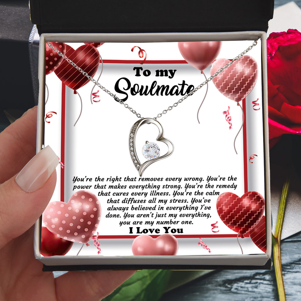 Soulmate - My Number One - Romantic Message with Forever Love Heart Necklace