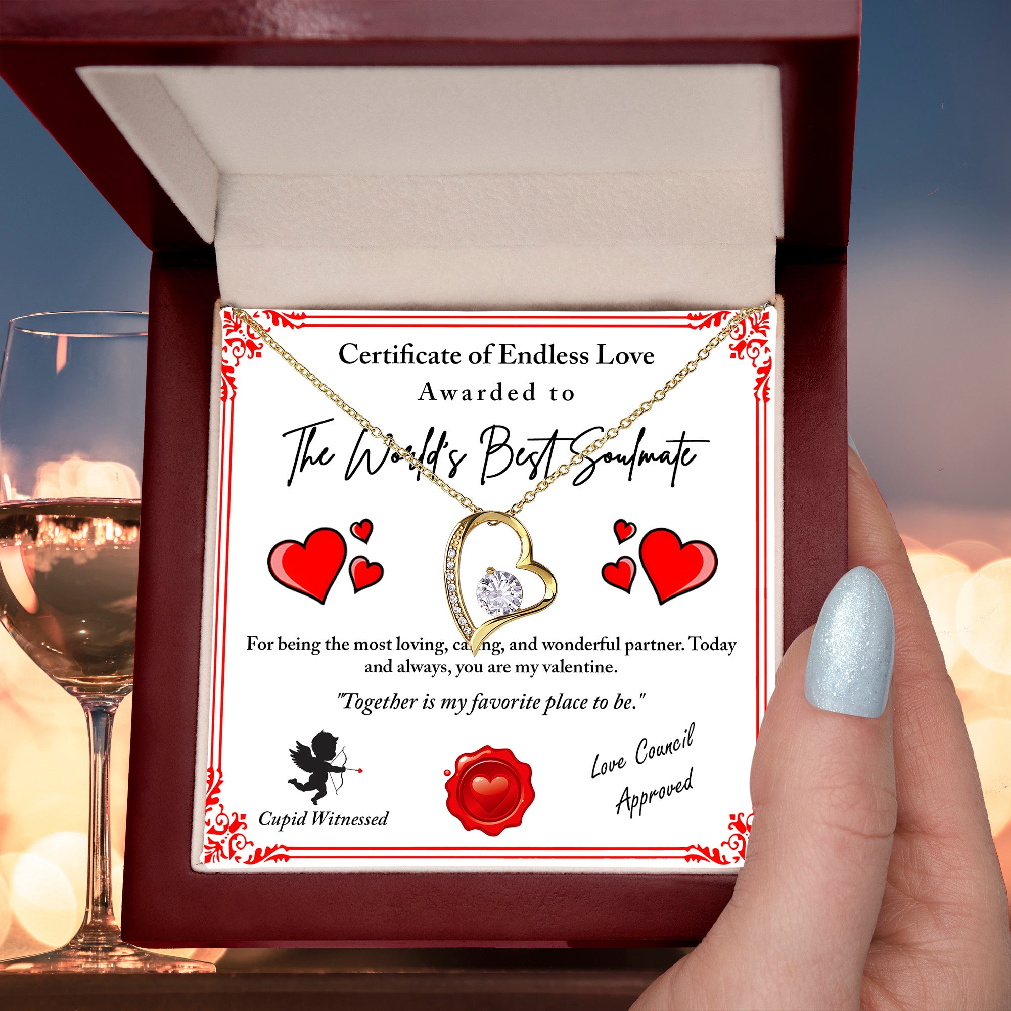 To My Valentine, Romantic Forever Love Necklace with Emotional Message