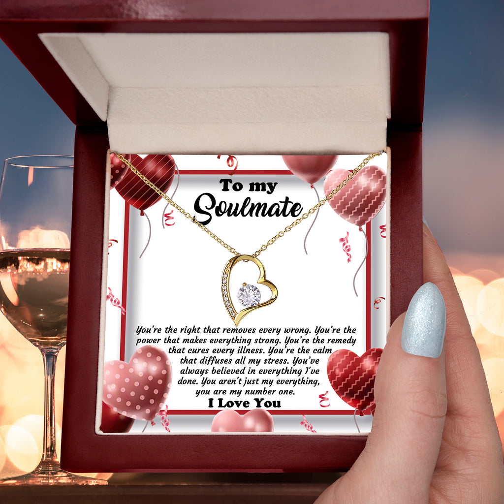 Soulmate - My Number One - Romantic Message with Forever Love Heart Necklace