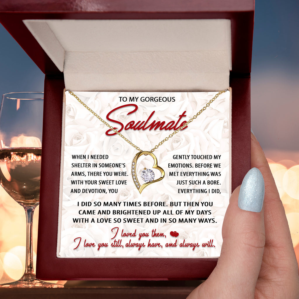To My Gorgeous Soulmate – Sweet Love - Forever Love Heart Necklace with Message Card