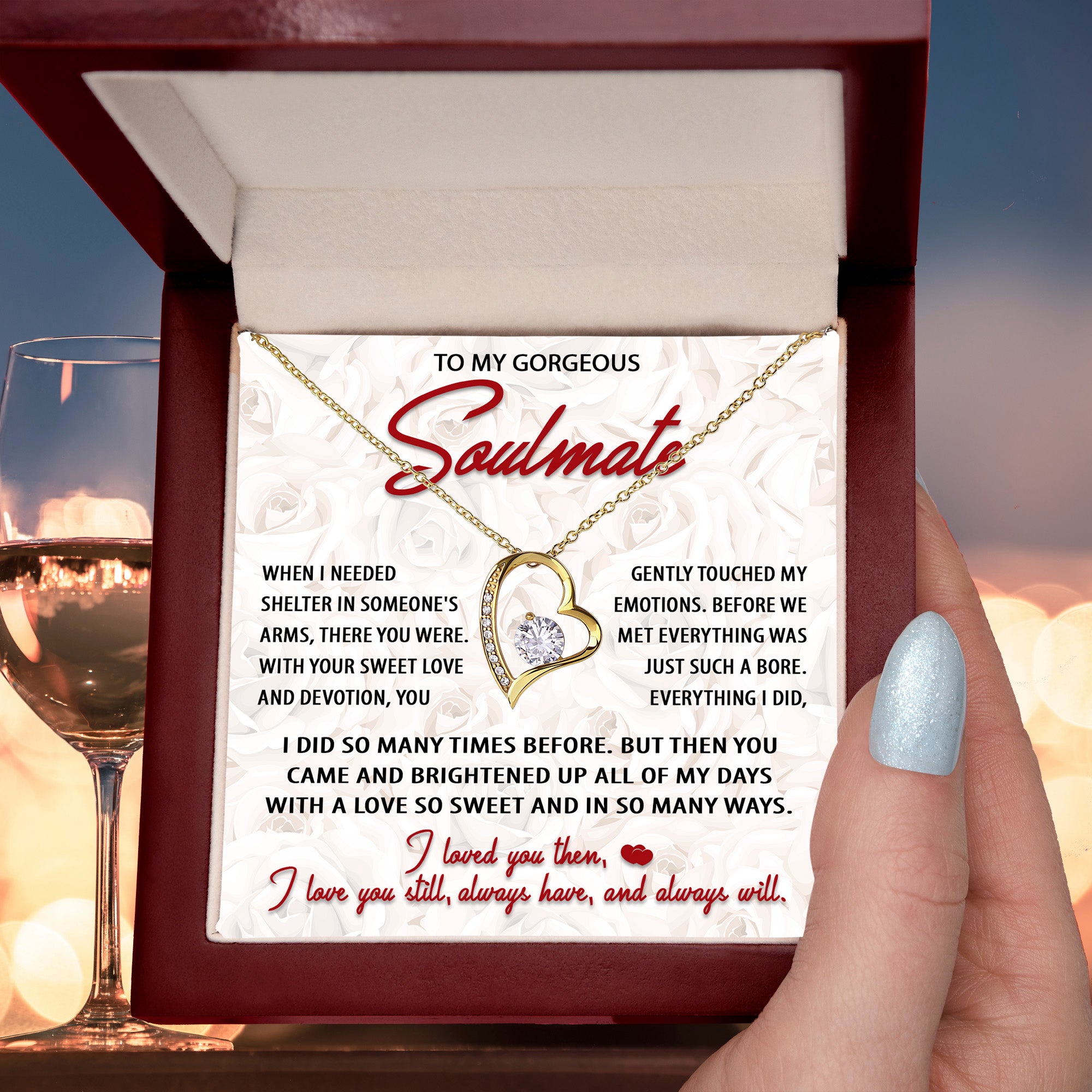 To My Gorgeous Soulmate – Sweet Love - Forever Love Heart Necklace with Message Card