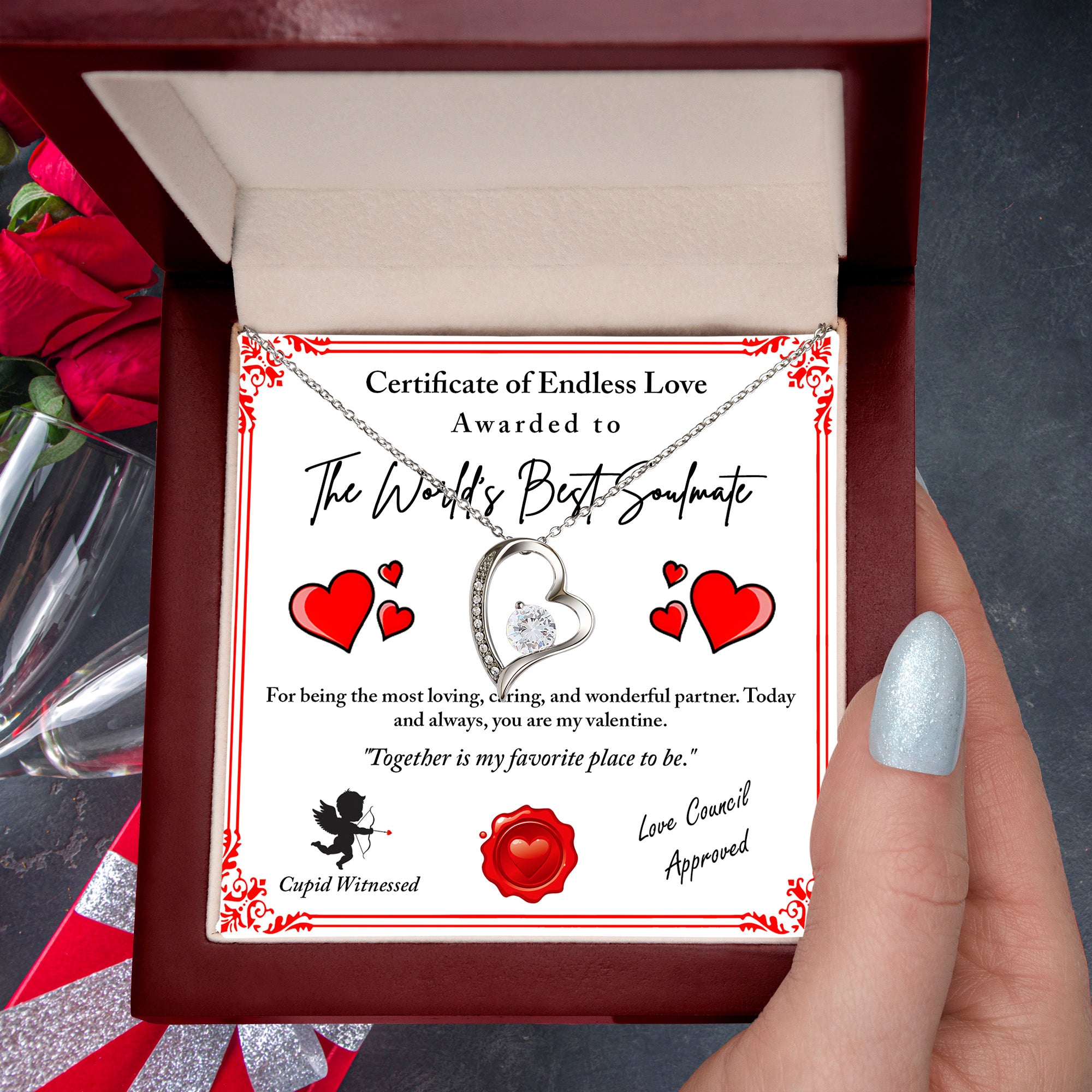 To My Valentine, Romantic Forever Love Necklace with Emotional Message