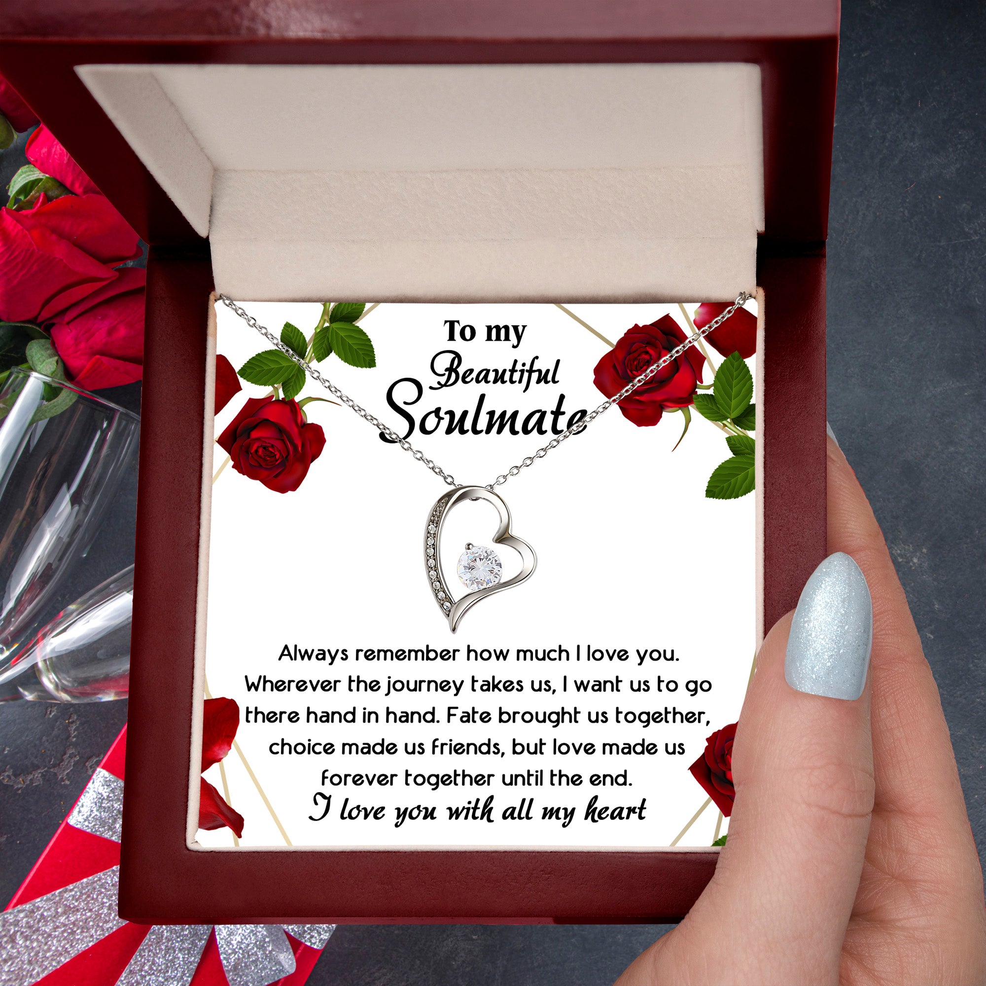 To My Beautiful Soulmate – All My Heart Interlocking Hearts Necklace