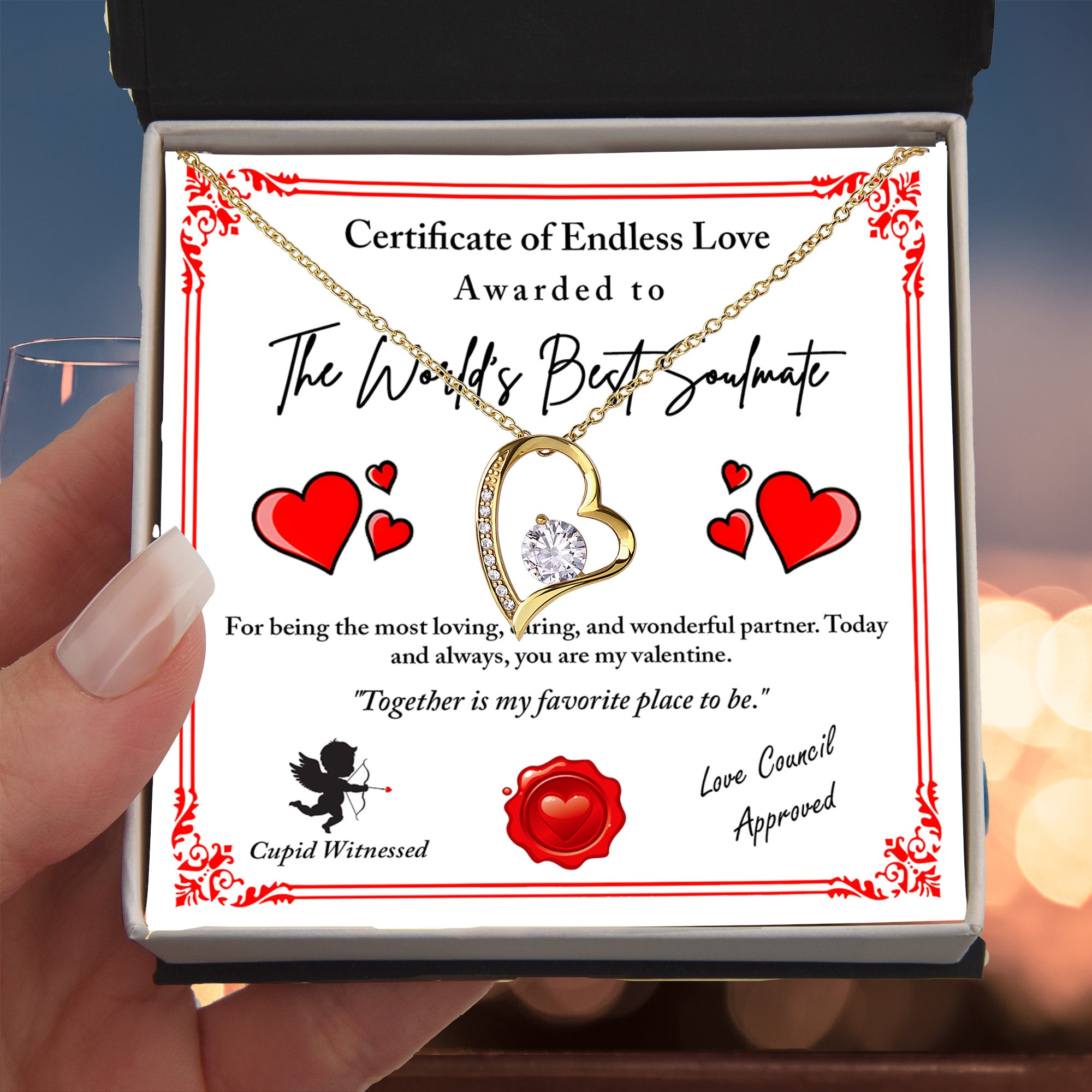 To My Valentine, Romantic Forever Love Necklace with Emotional Message