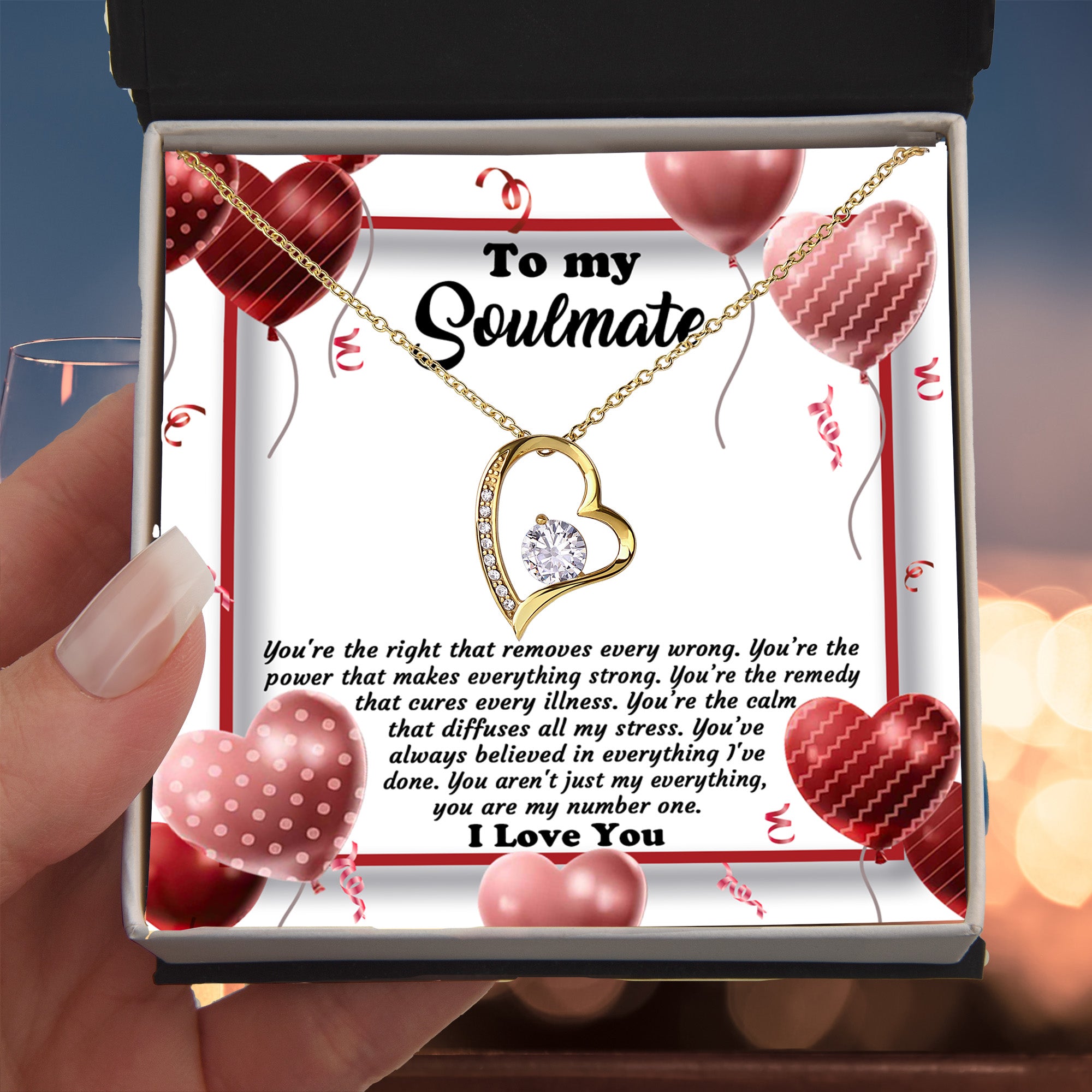 Soulmate - My Number One - Romantic Message with Forever Love Heart Necklace