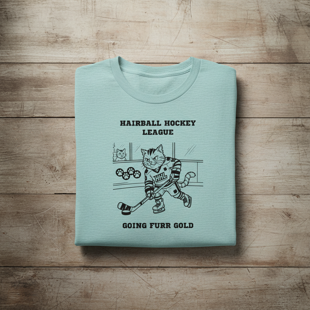 Funny Hockey Cat Tee Hairball Hockey League Shirt – Going Furr Gold - Winter Sports Cat Lover Gift