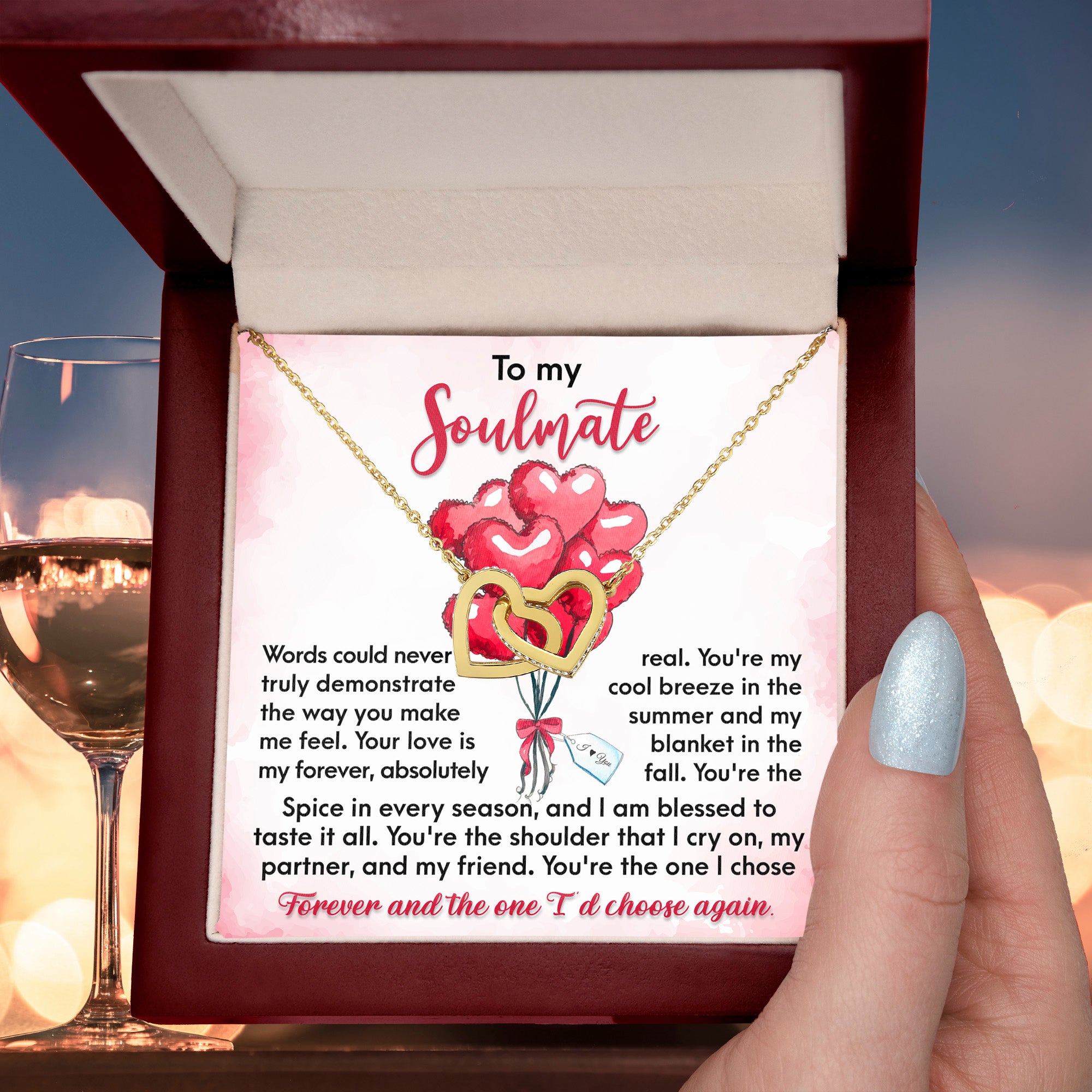 To My Soulmate Interlocking Hearts Necklace – Forever Love Gift for Wife or Girlfriend