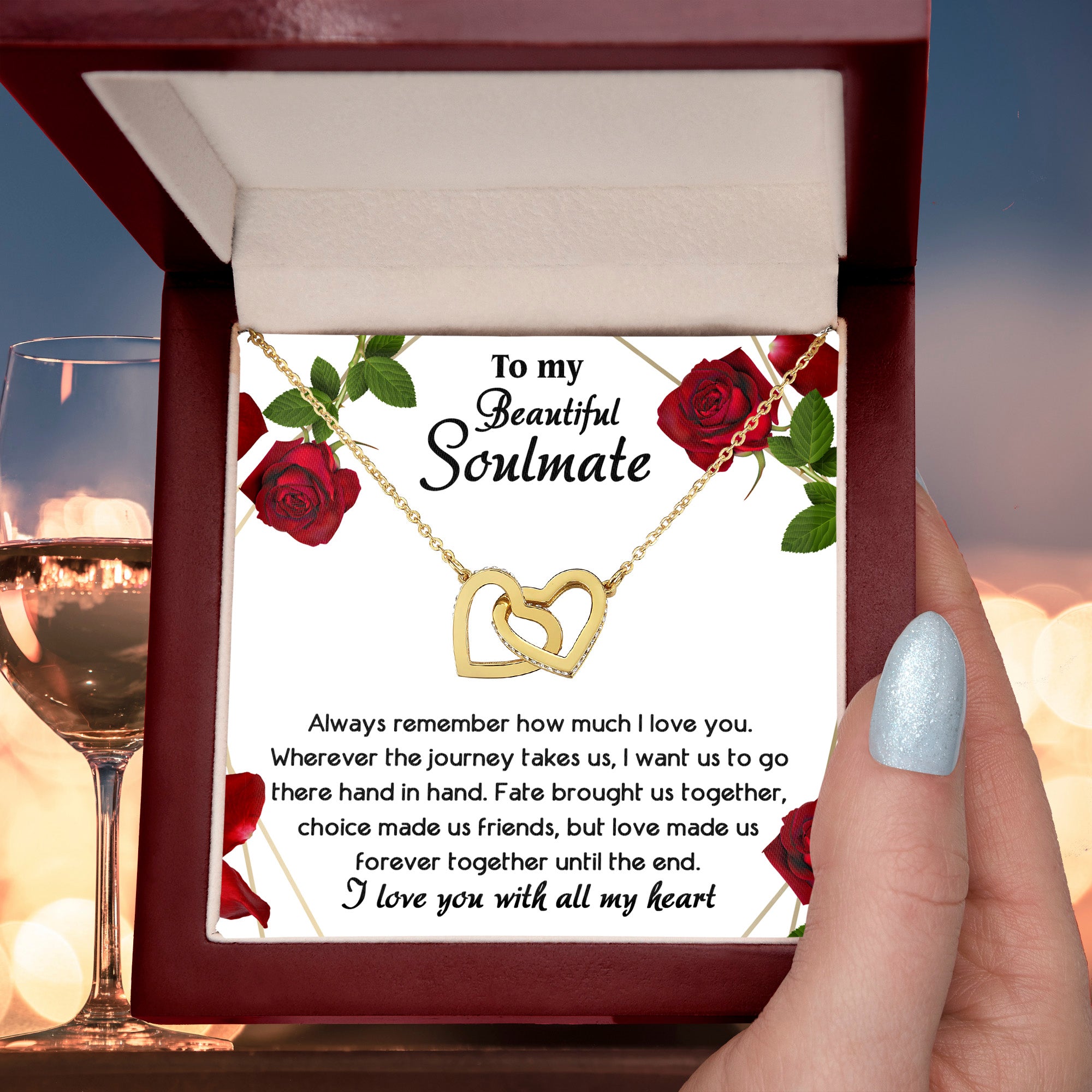 To My Beautiful Soulmate – All My Heart Interlocking Hearts Necklace