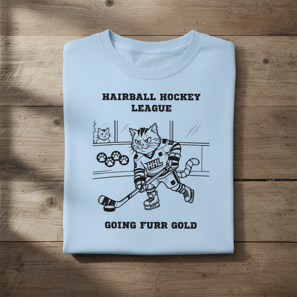 Funny Hockey Cat Tee Hairball Hockey League Shirt – Going Furr Gold - Winter Sports Cat Lover Gift