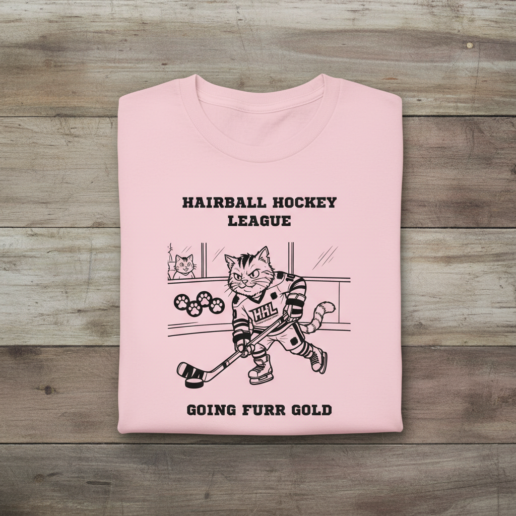 Funny Hockey Cat Tee Hairball Hockey League Shirt – Going Furr Gold - Winter Sports Cat Lover Gift