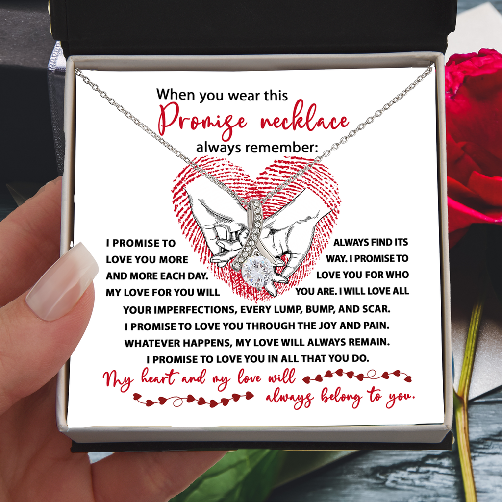 Promise Necklace – Romantic Gift with Deep Love Vows and Heartfelt Message Card