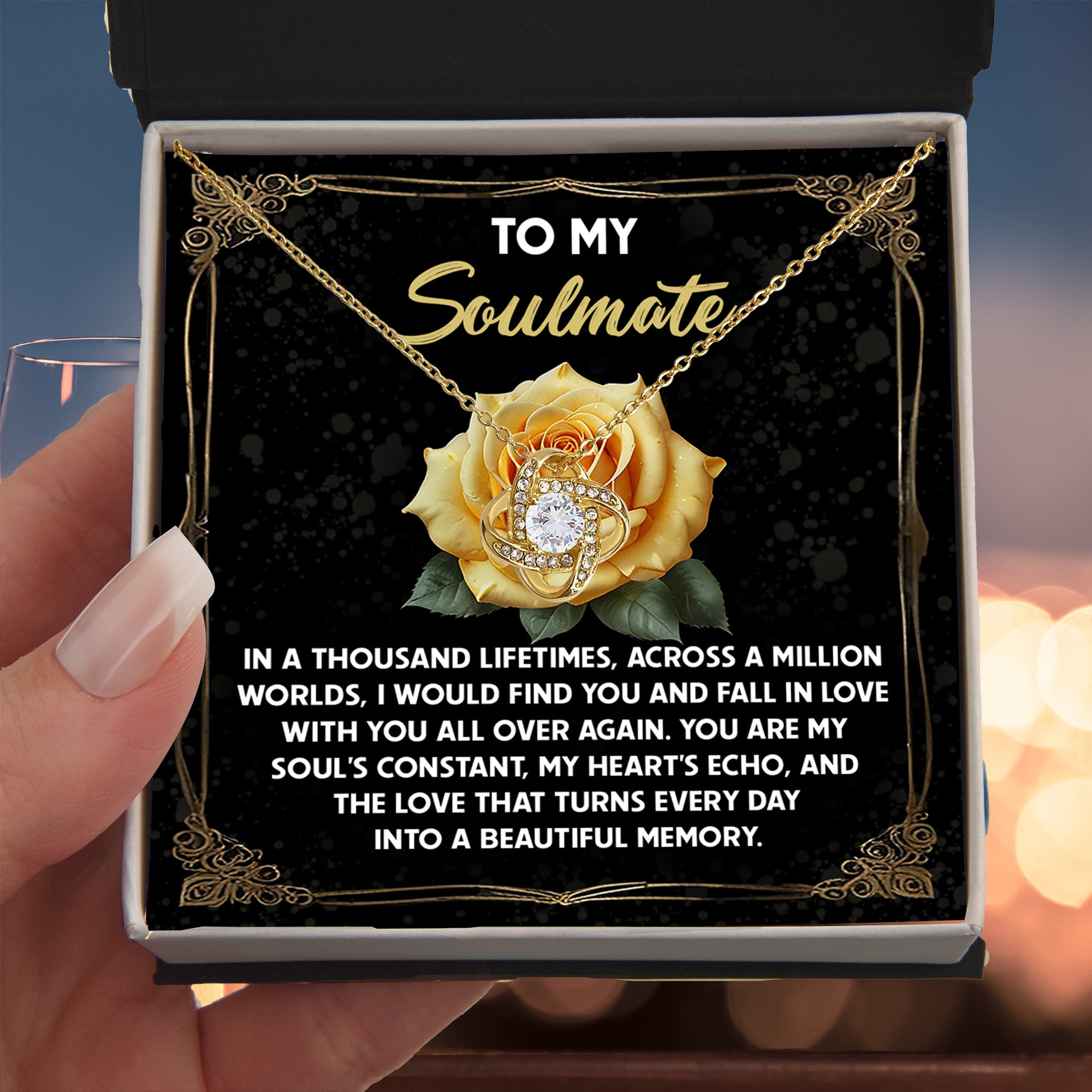 To My Soulmate -Beautiful Memory Love Knot Necklace with Message Card