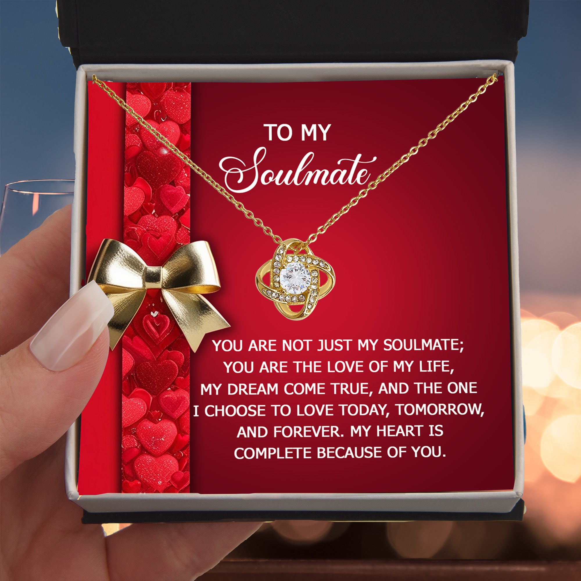 To My Soulmate - My Heart is Complete - Romantic Love Knot Necklace