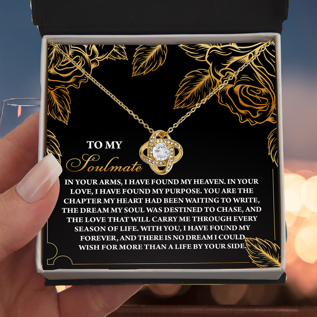 To My Soulmate - By Your Side - Love Knot Necklace with Heartfelt Message
