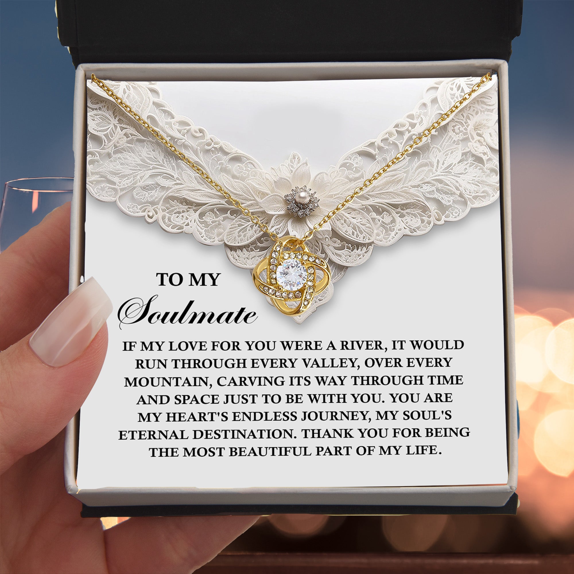 To My Soulmate - Soul's Eternal Destination - Love Knot Necklace with Heartfelt Message
