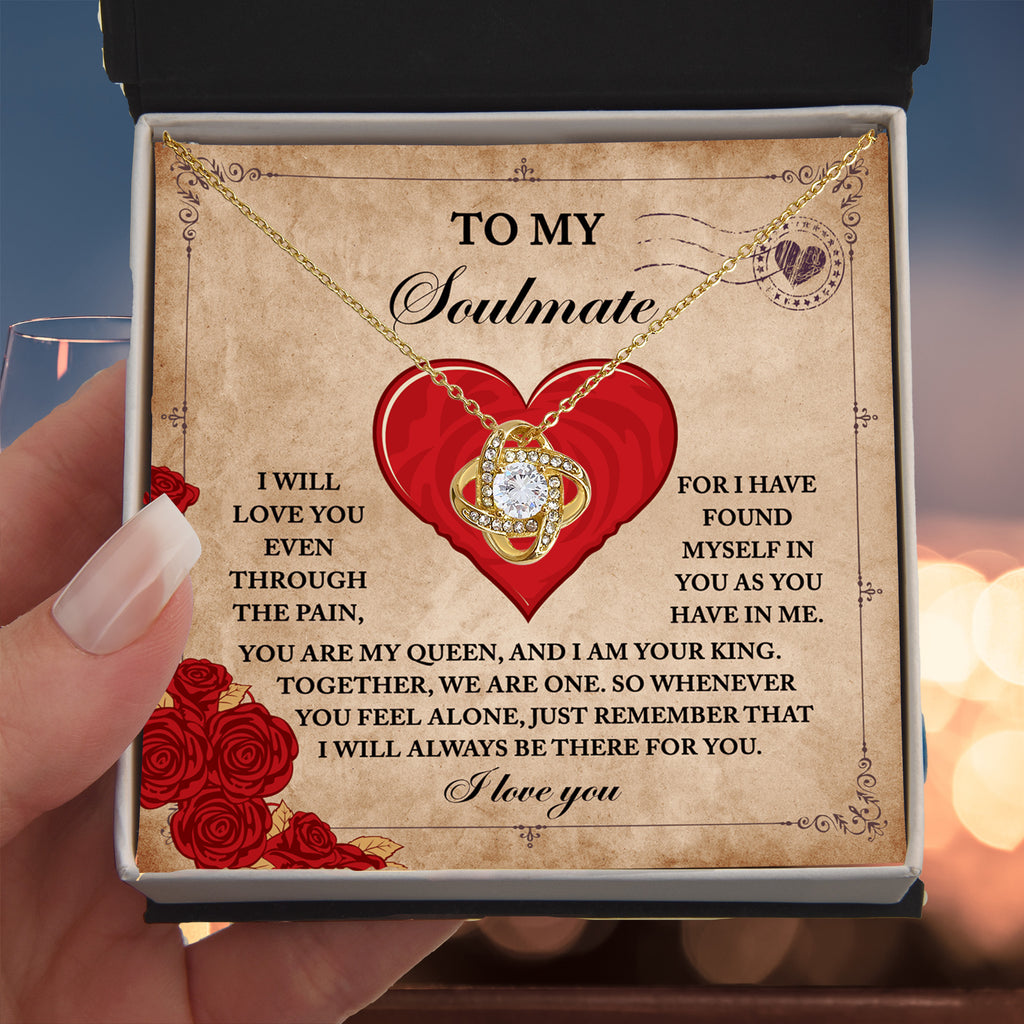 To My Soulmate - Together, We Are One - Love Knot Necklace with Romantic Message
