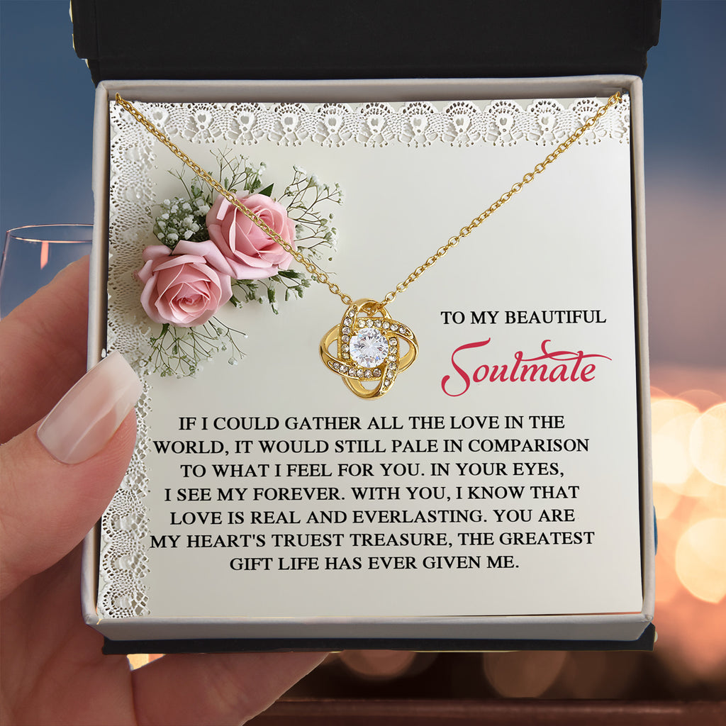 Soulmate - My Heart's Treasure - Love Knot Necklace With Romantic Message