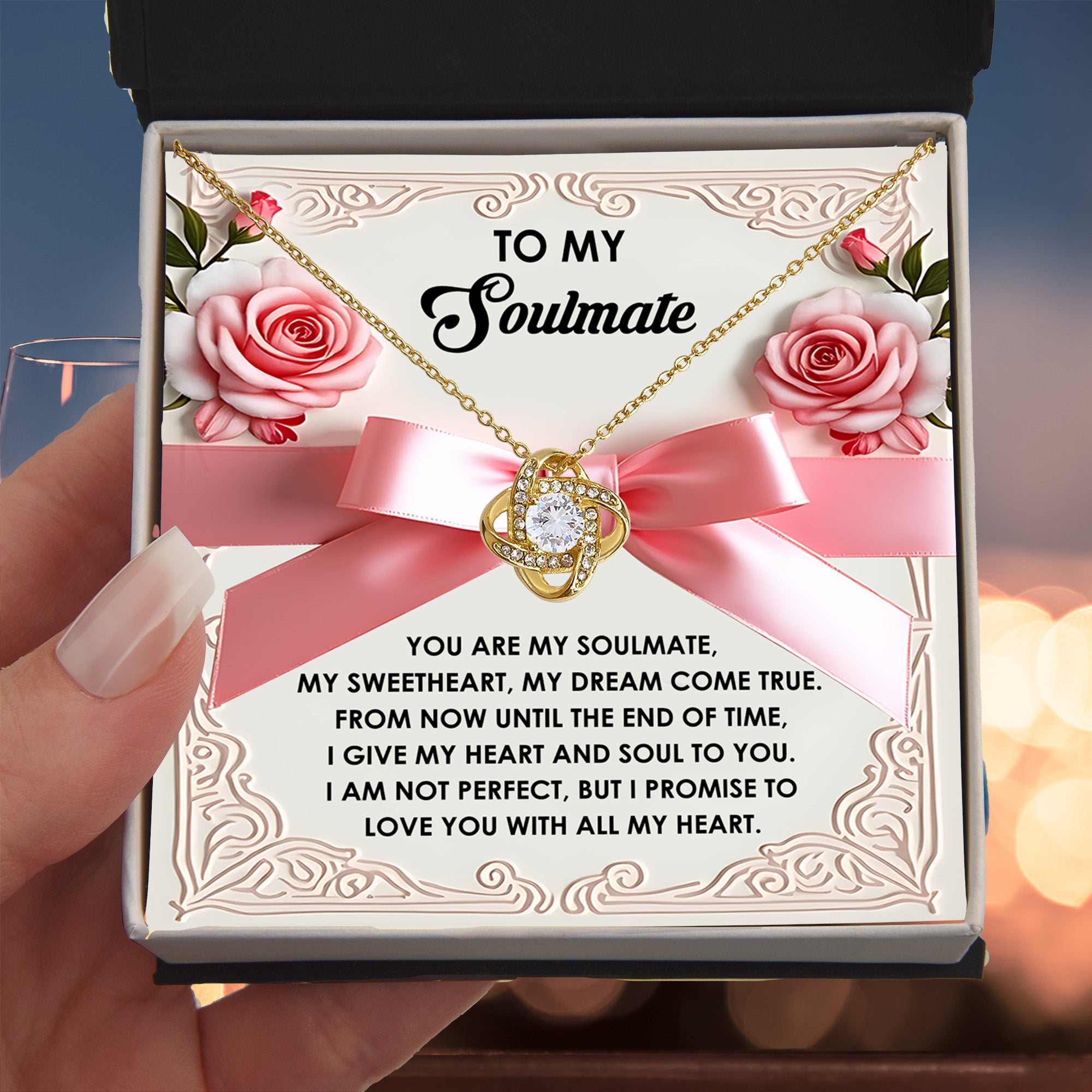 To My Soulmate - Heart & Soul Love Knot Necklace