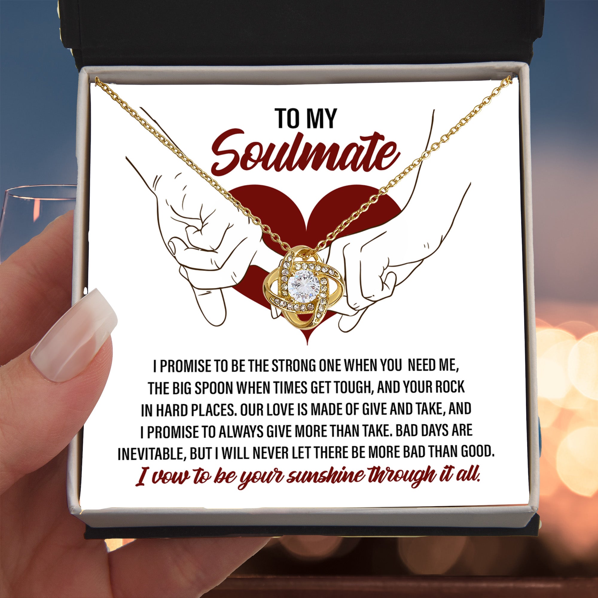 Soulmate Gift - I Promise to be the Strong One Love Knot Necklace