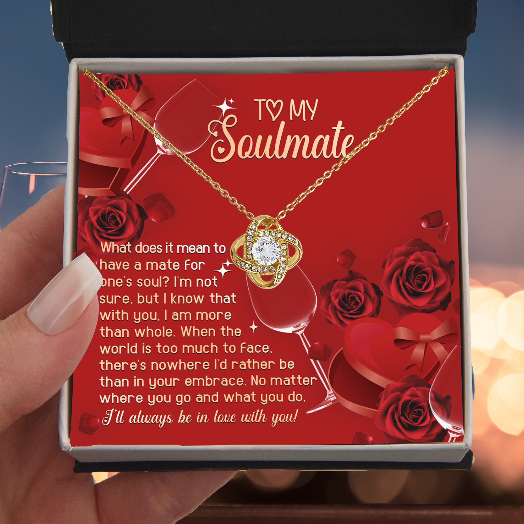 To My Soulmate - In Your Embrace Romantic Love Knot Necklace
