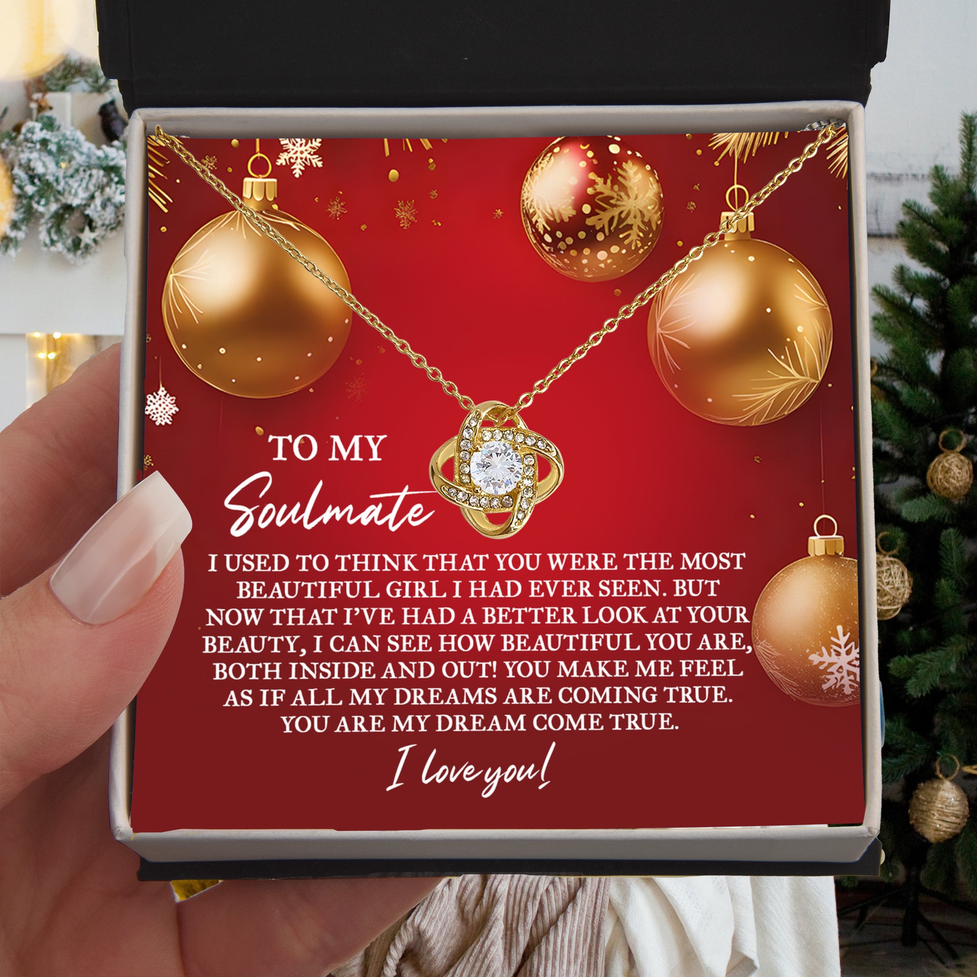 To My Soulmate – “My Dream Come True” Love Knot Necklace