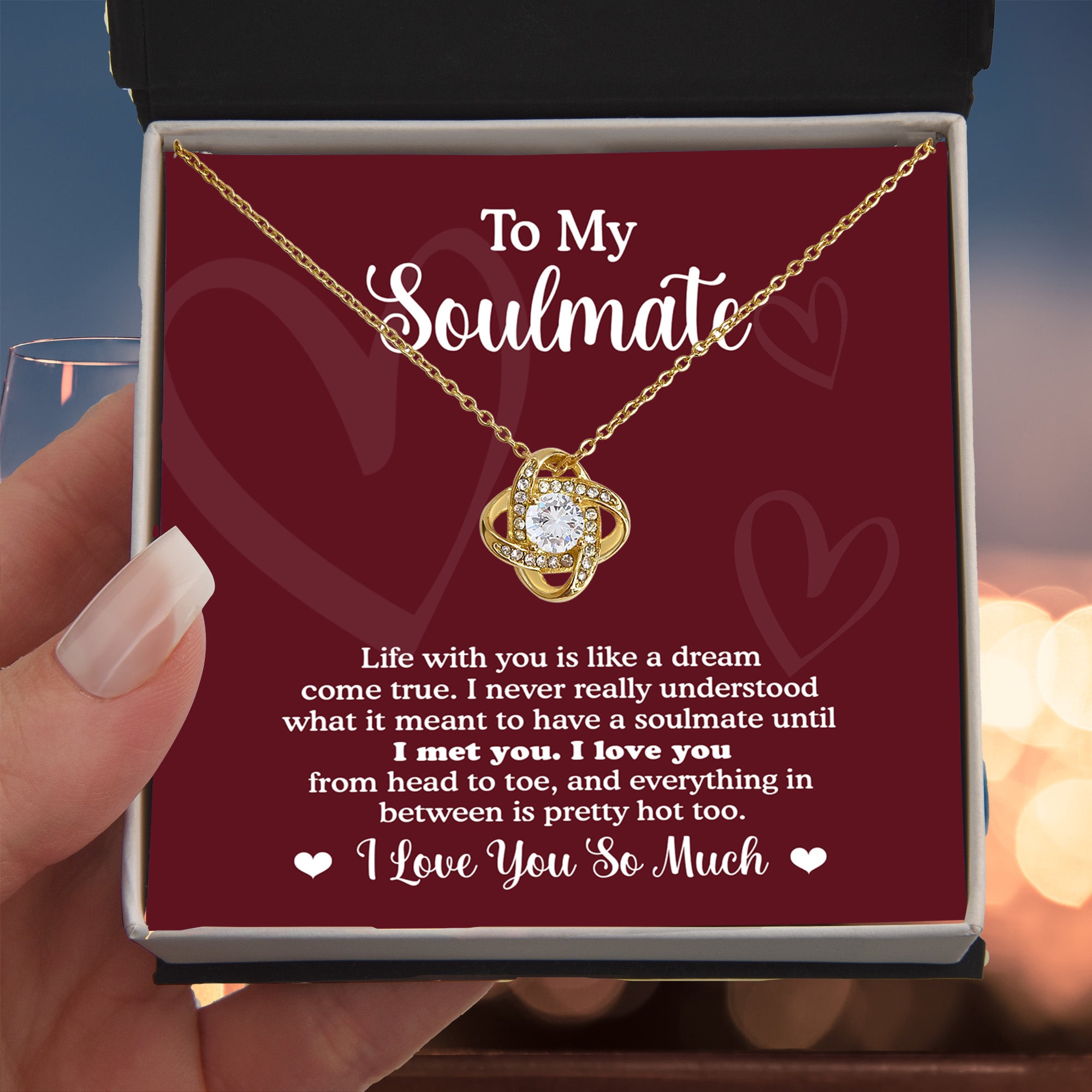 To My Soulmate – Dream Come True Romantic Gift for Her- Love Knot Necklace