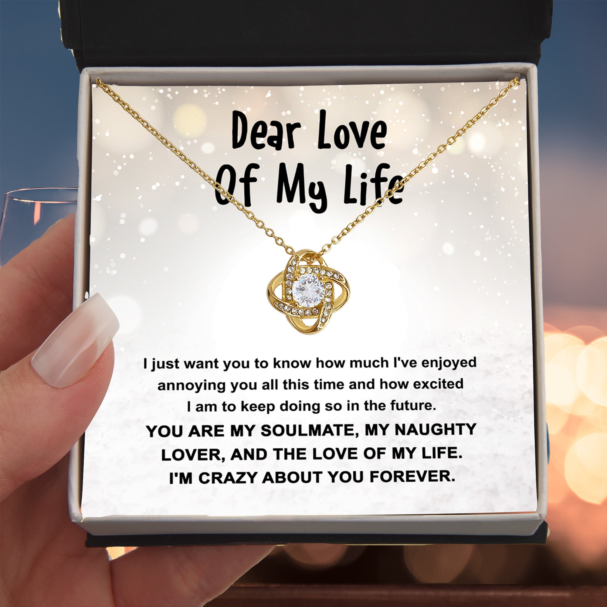 Dear Love of My Life Love Knot Necklace – Playful Soulmate Gift for Her