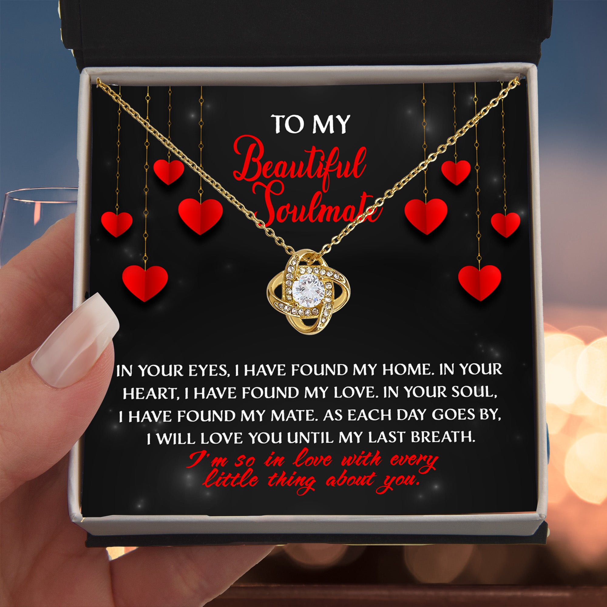 To My Beautiful Soulmate Love Knot Necklace – You Are My Home Forever Gift for Her