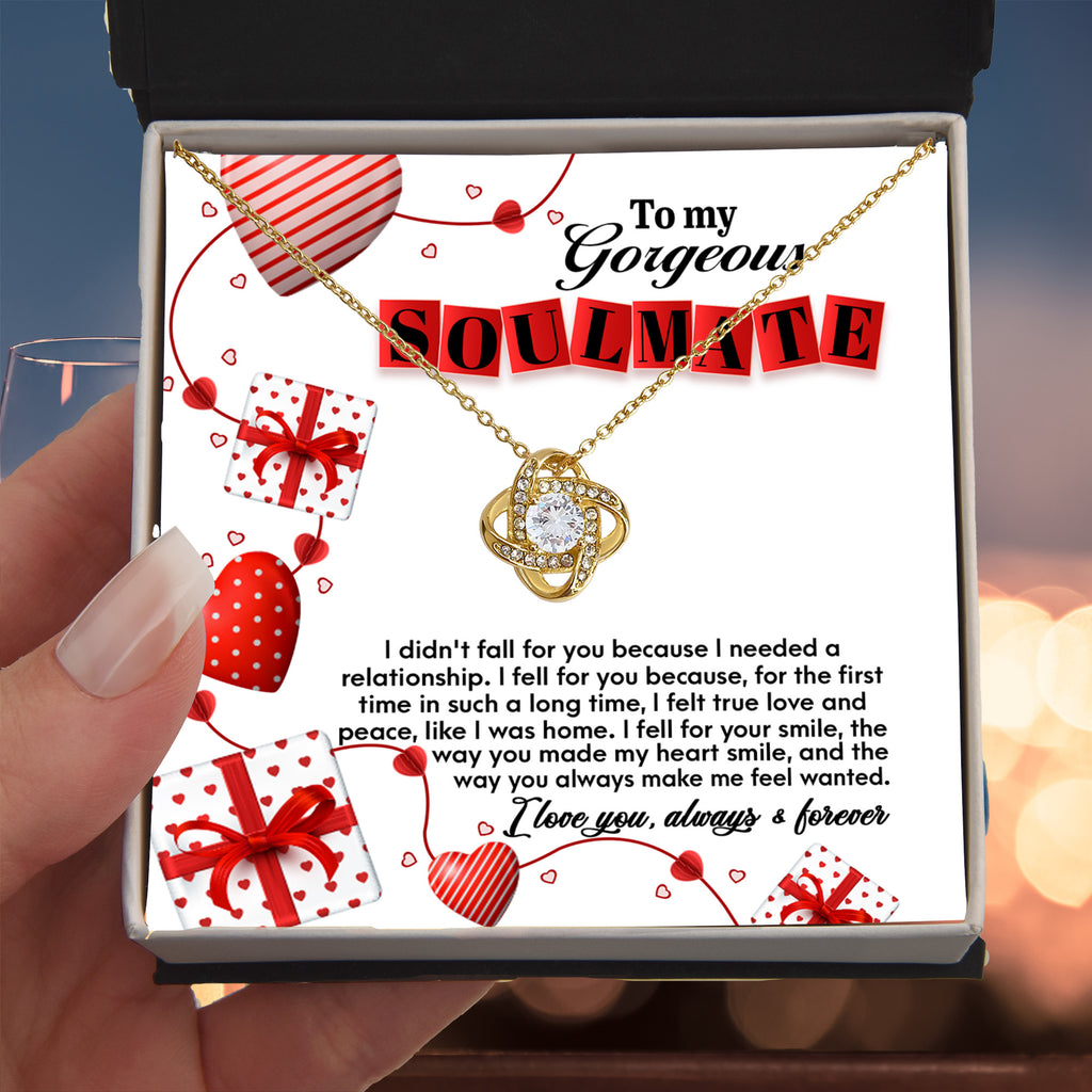 To My Gorgeous Soulmate Love Knot Necklace – Always & Forever Romantic Gift for Her