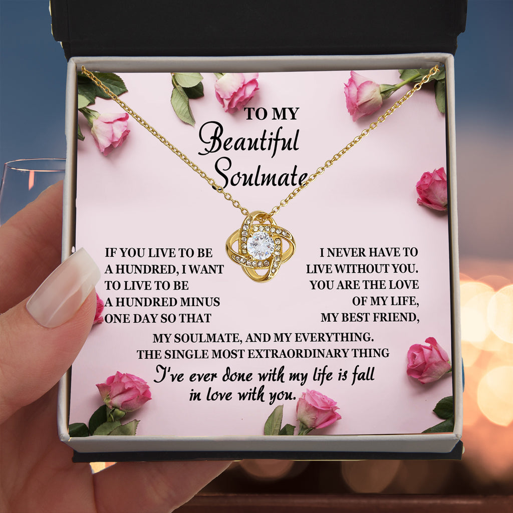 To My Beautiful Soulmate Love Knot Necklace – Forever Love Gift for the Love of My Life