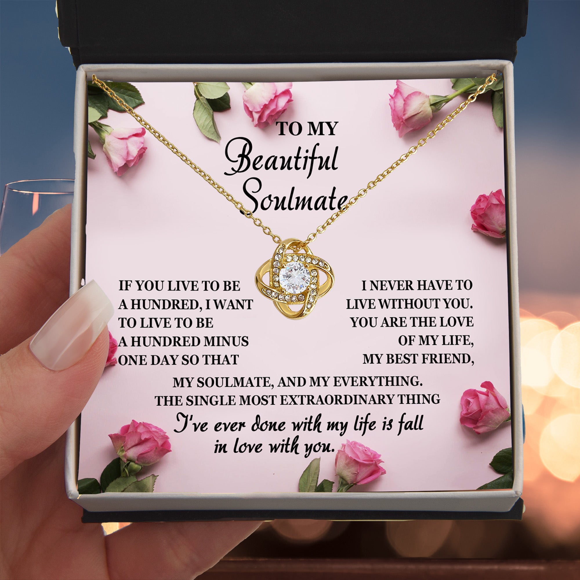 To My Beautiful Soulmate Love Knot Necklace – Forever Love Gift for the Love of My Life