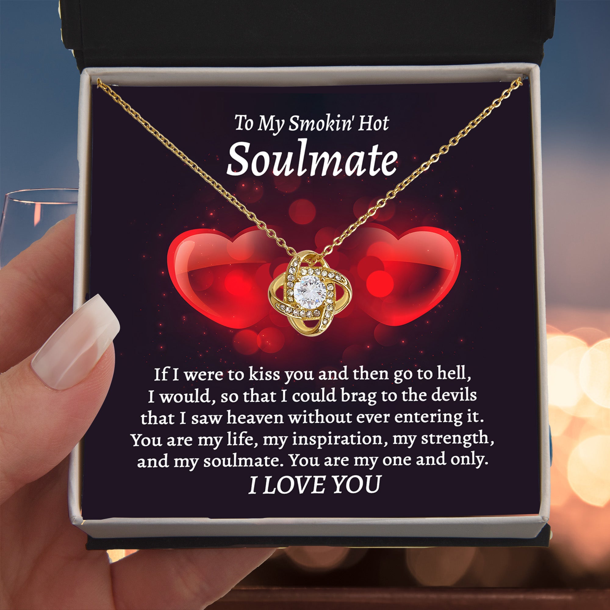 To My Smokin' Hot Soulmate Love Knot Necklace – Flirty Forever Love Gift for Her