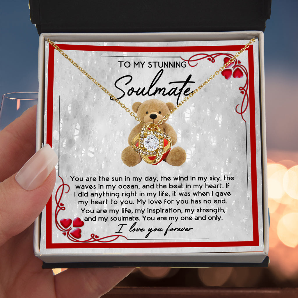 Soulmate Gift – I Love You Forever Necklace with Teddy Bear Message Card