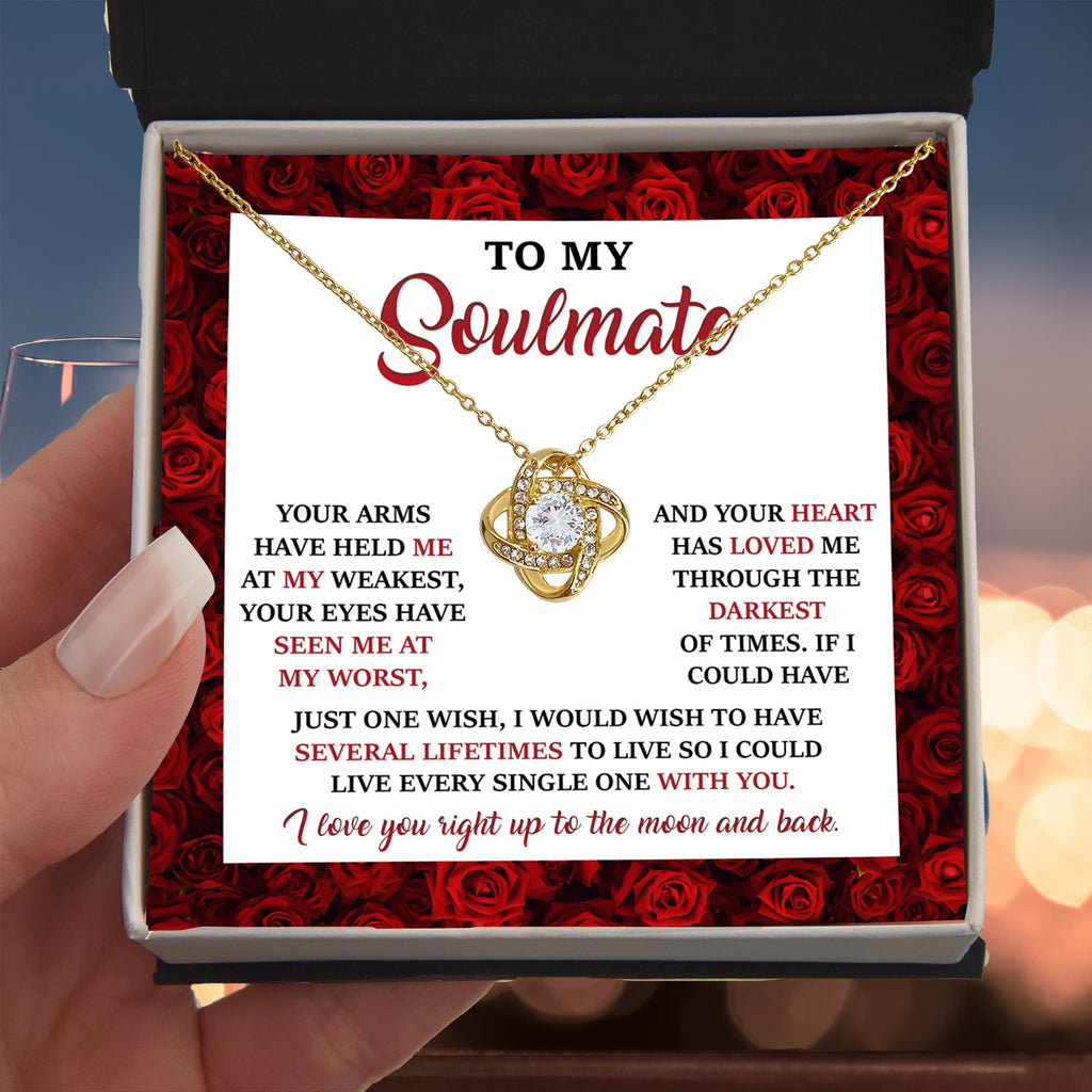 To My Soulmate – One Wish - Love Knot Necklace with Message Card