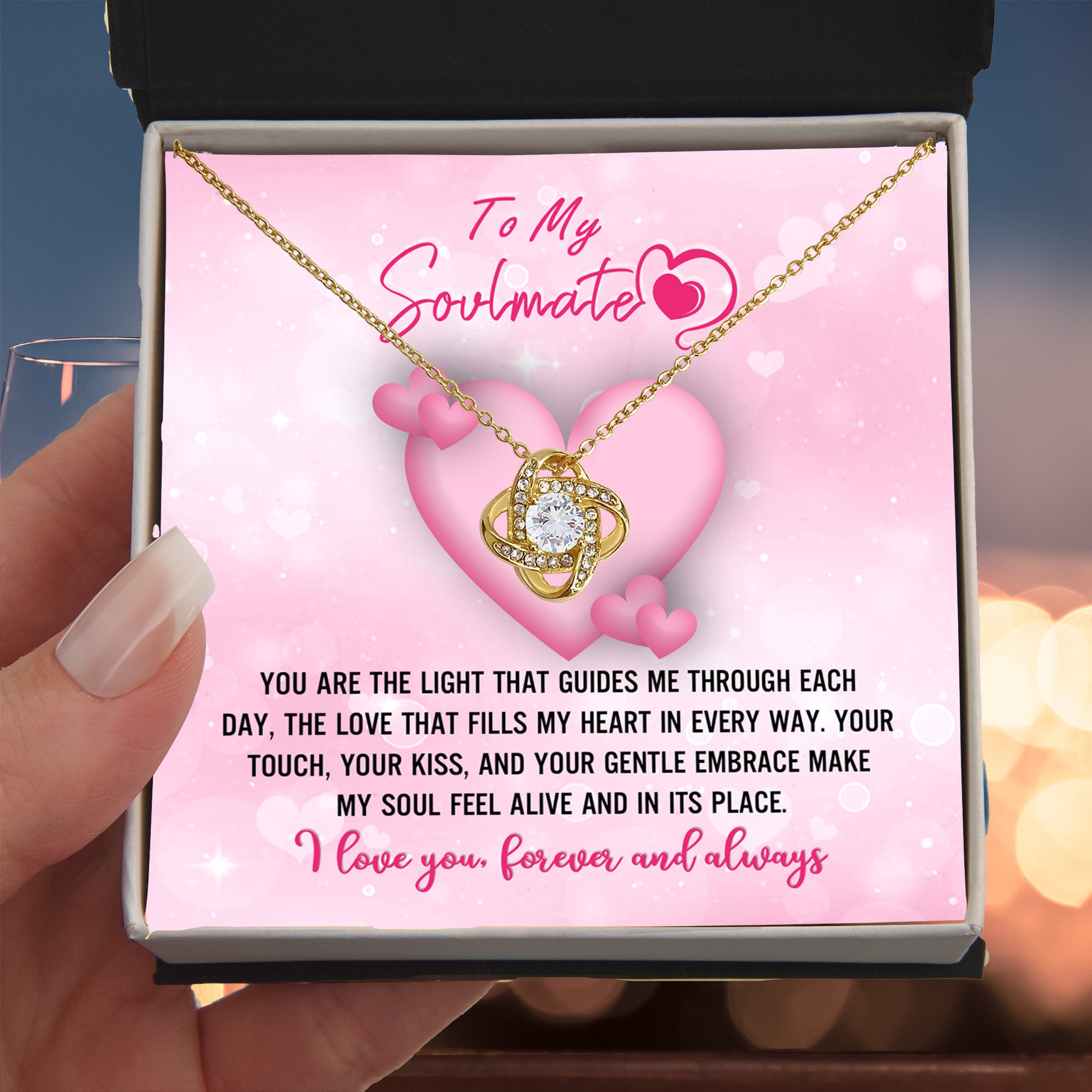 To My Soulmate – The Light That Guides Me Love Knot Necklace