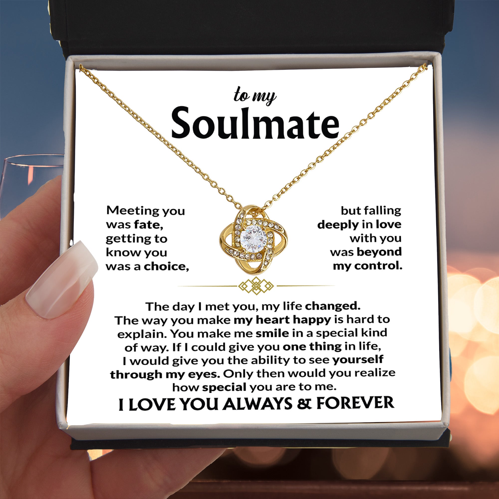 Soulmate Gift – Meeting You Was Fate Romantic Love Knot Necklace