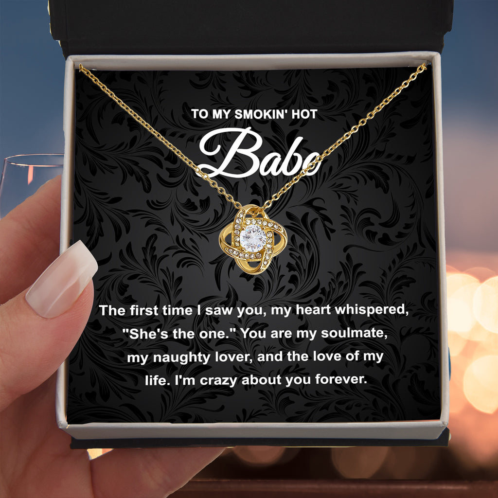 To My Smokin' Hot Babe – Love Knot Necklace | Romantic Gift for Girlfriend, Naughty Lover, Soulmate