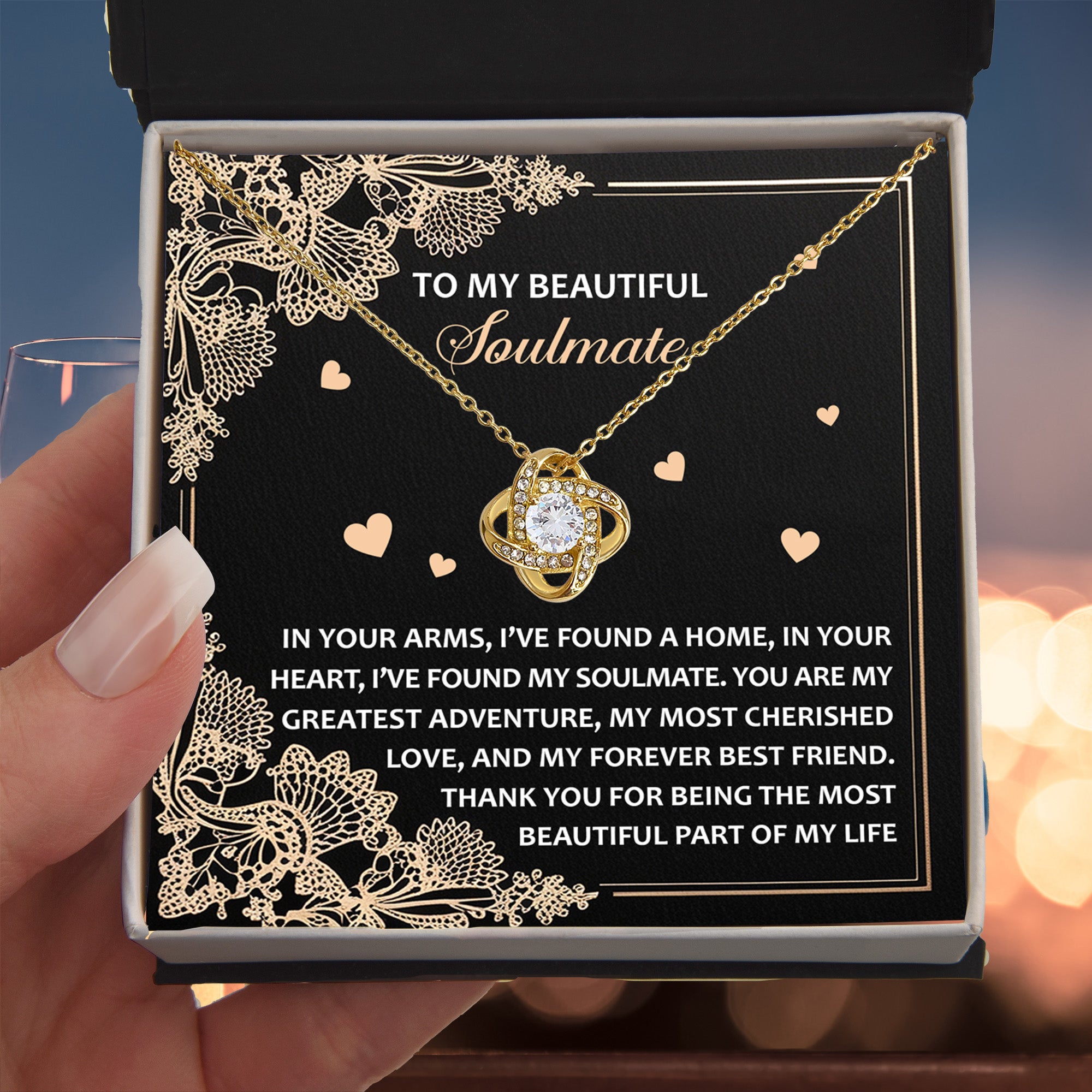 To My Soulmate - Most Beautiful Part of My Life - Love Knot Necklace with Heartfelt Message Card