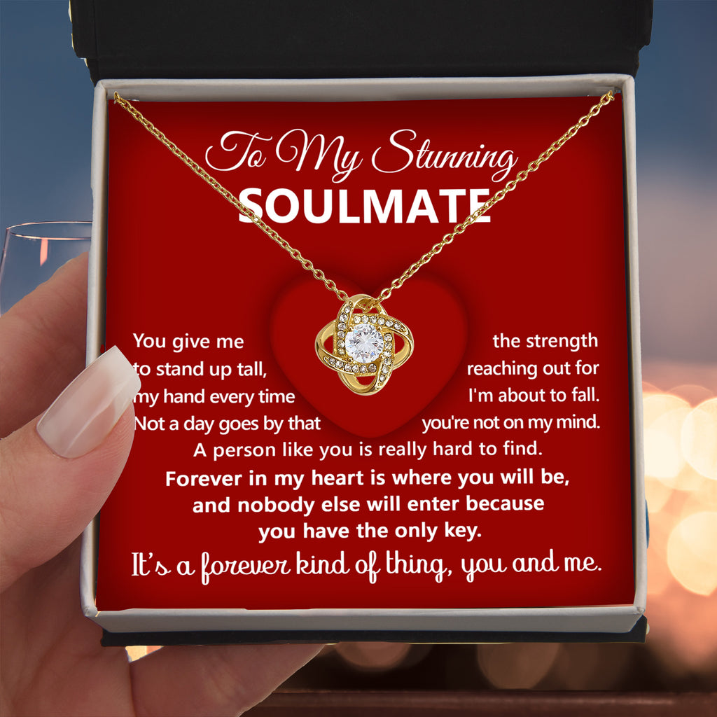 To My Stunning Soulmate – Forever in my Heart - Love Knot Necklace | Romantic Gift for Her
