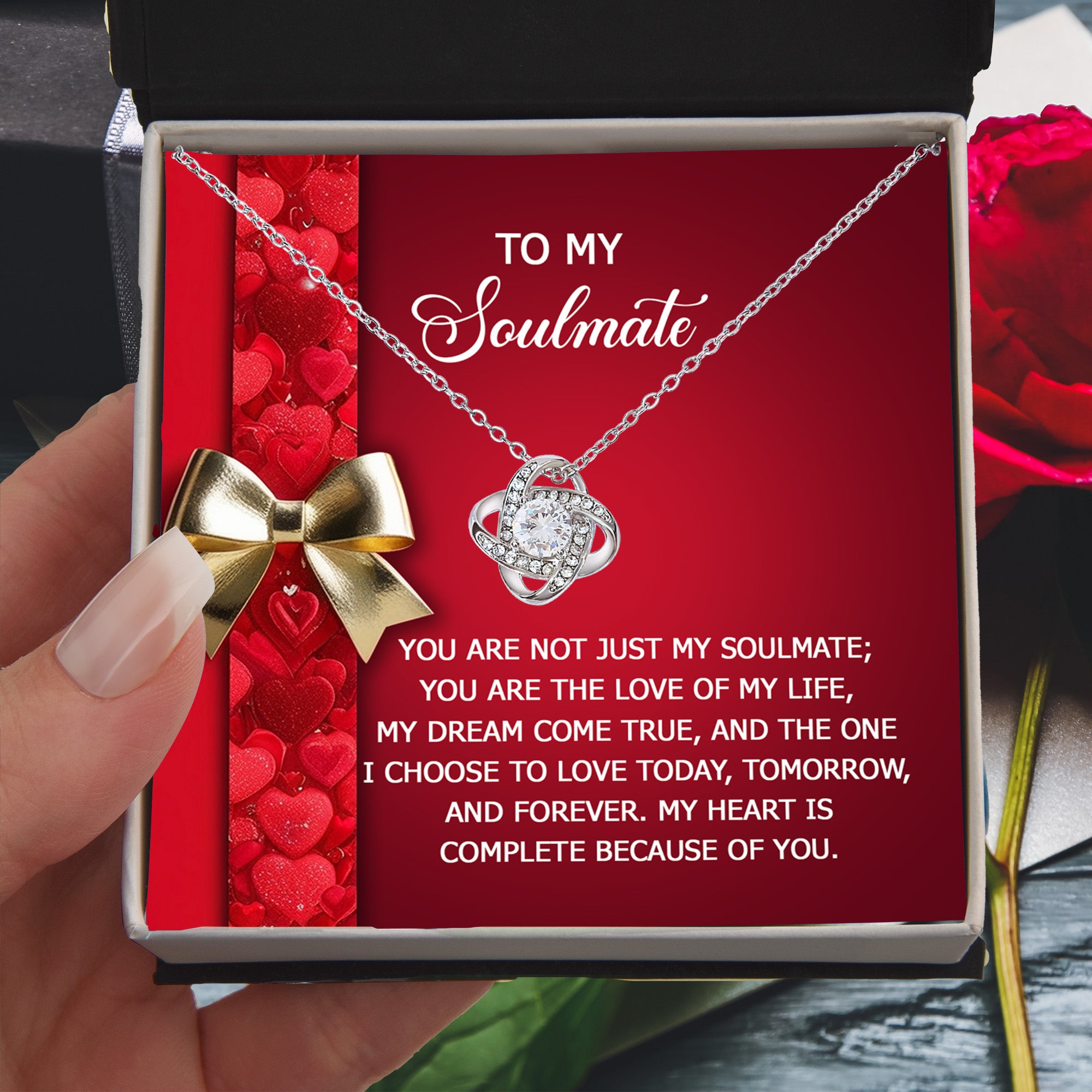 To My Soulmate - My Heart is Complete - Romantic Love Knot Necklace